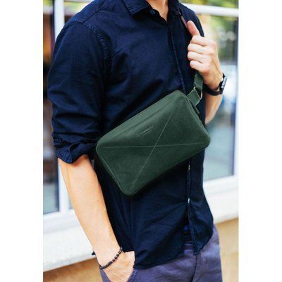 Кожаная поясная сумка Dropbag Maxi зеленая 30001891 фото