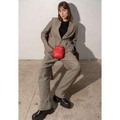 Кожаная женская мини-сумка Kroha красная флотар 30002777 фото