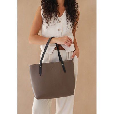 Кожаный шоппер Walker Mini темно-бежевая краст 30004956 фото