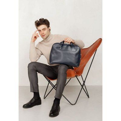 Кожаная деловая сумка Attache Briefcase синий 30002593 фото