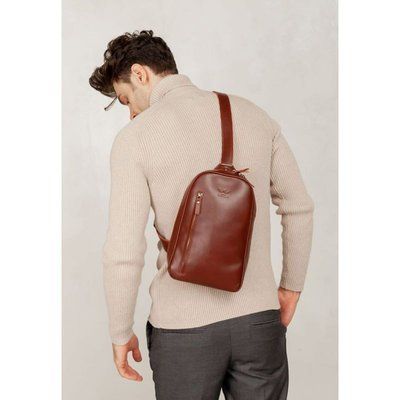 Мужская кожаная сумка Chest bag светло-коричньова 30002650 фото